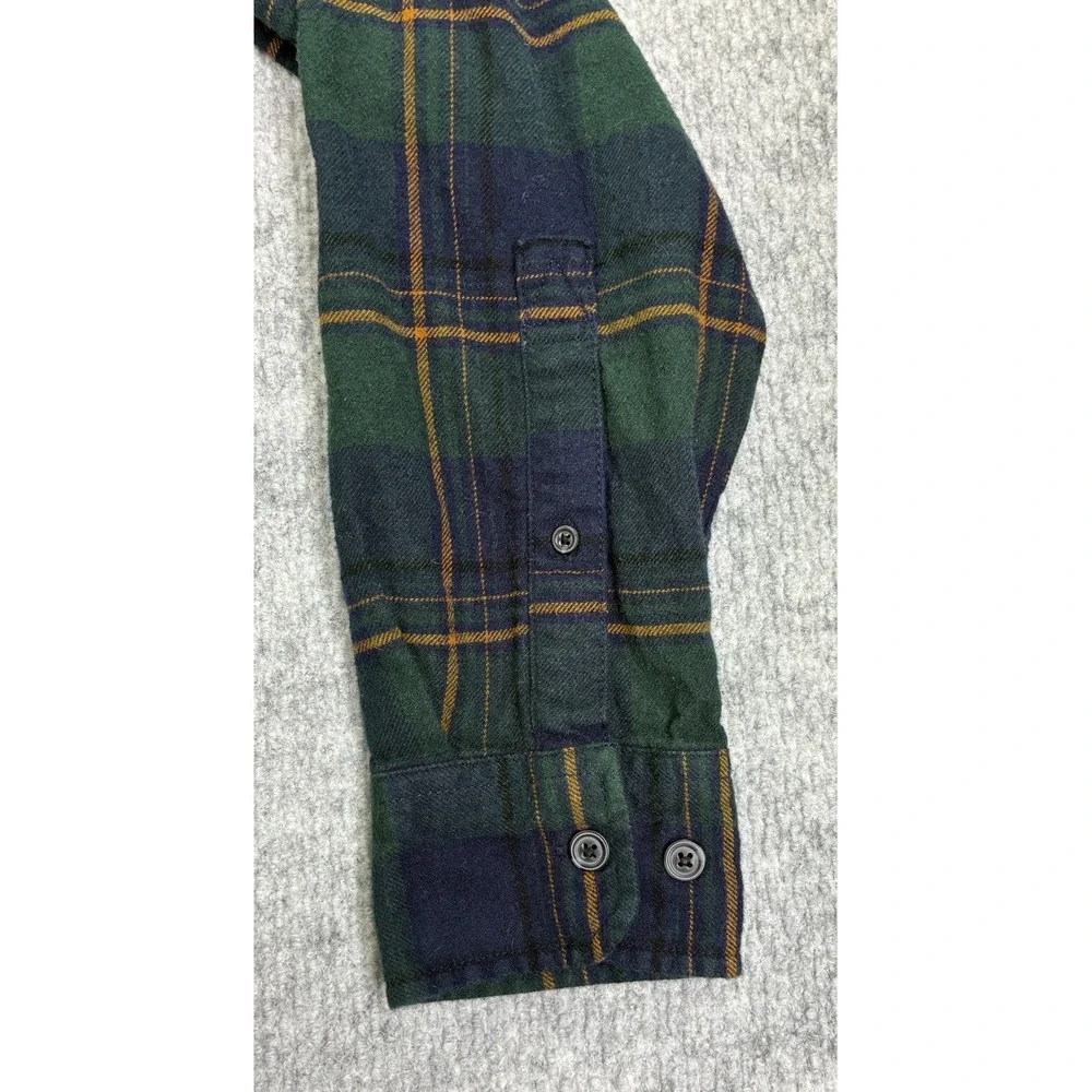 Eddie Bauer Men's M Green Navy Plaid Flannel Shirt Cotton Button Up Outdoor - Picture 4 of 7
